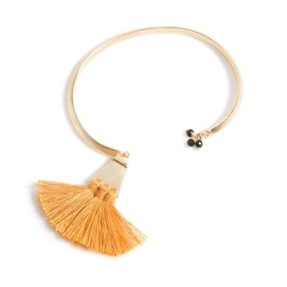 NWT! Sants Gold Beaded Tassel Bangle Bracelet - Picture 1 of 1